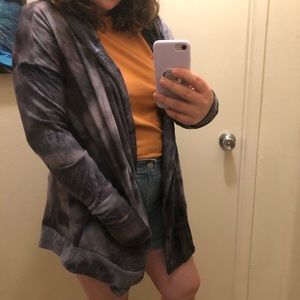 Large Purple tye-dye cardigan with a hood